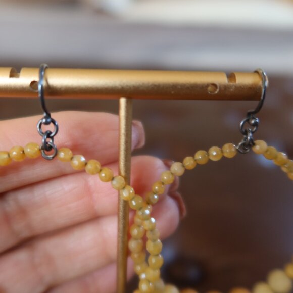 Chan Luu faceted Yellow Jade (70+) front facing hoops earrings 2" long drops - Picture 8 of 14